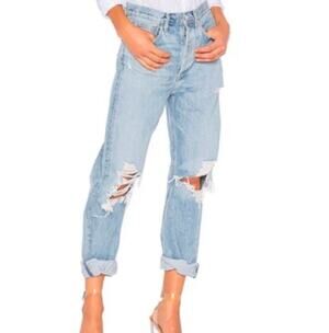 AGOLDE 90's Mid Rise Loose Fit Jeans in Fall Out Wash - Women's Size 25